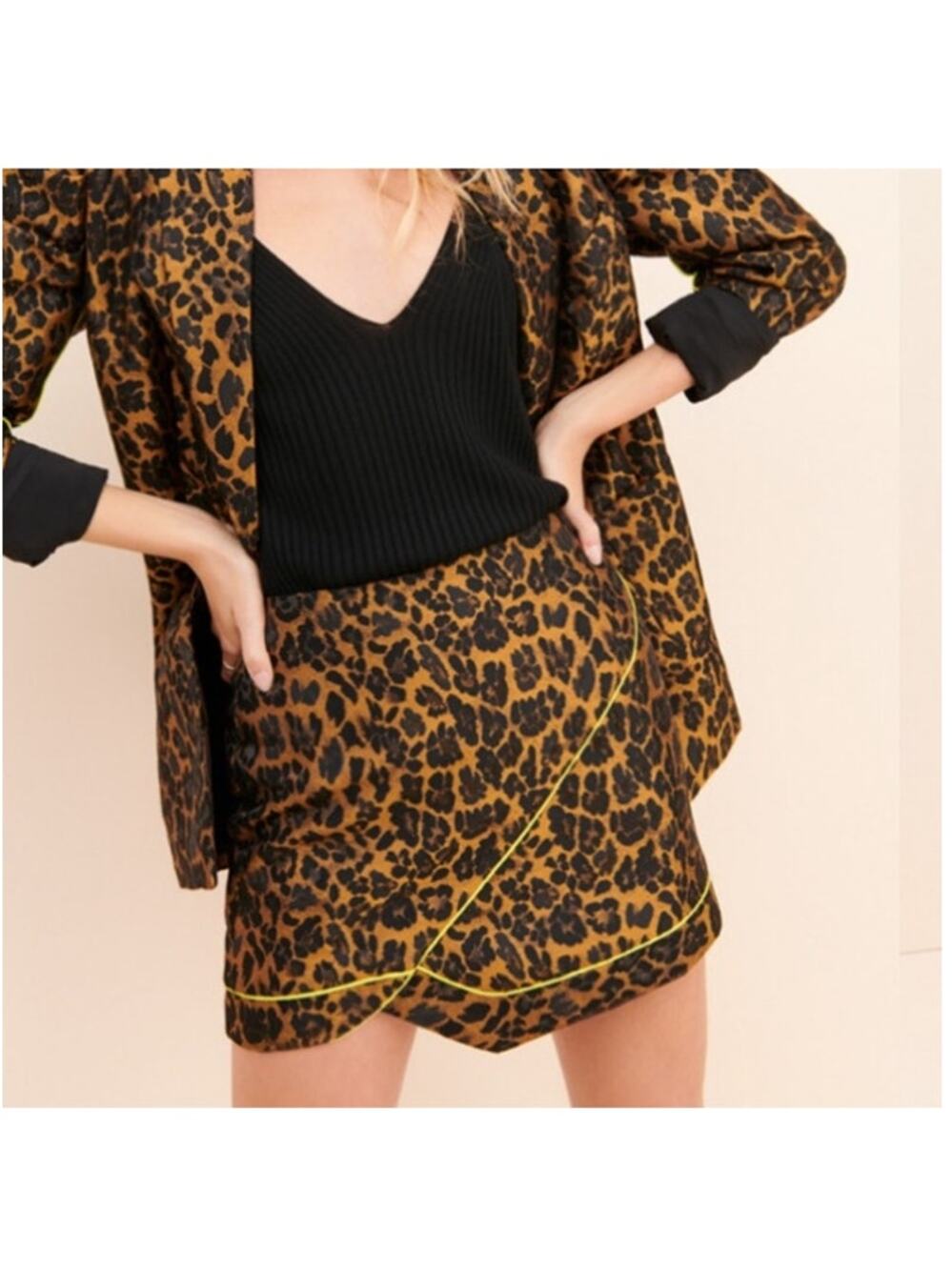 For Love & Lemons Animal Print Mini Skirt Size Medium Back Zipper Festival